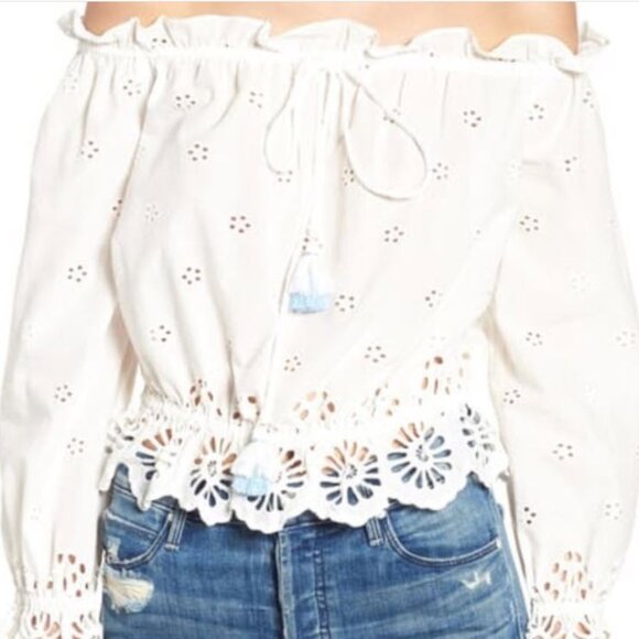 Rebecca Minkoff Anthea Eyelet Off-Shoulder Top – Size Small - Picture 9 of 9